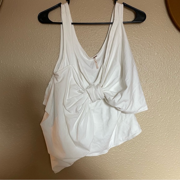 NWOT - FREE PEOPLE - White Bow Cami Tank Top - Stretchy SOFT - Size S - New! - Picture 1 of 12